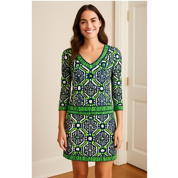 MACBETH Collection Geometric Print Dress - Picture 1 of 11